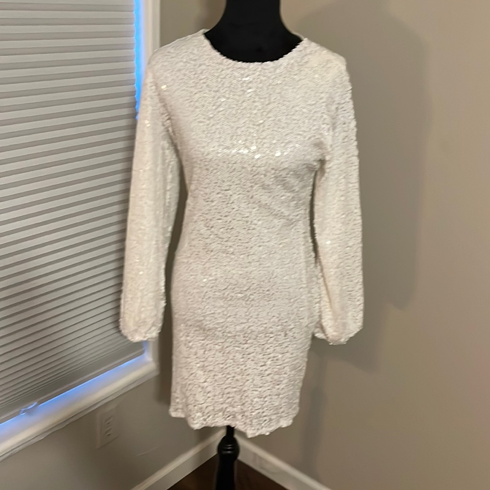 White Sequin evening gown